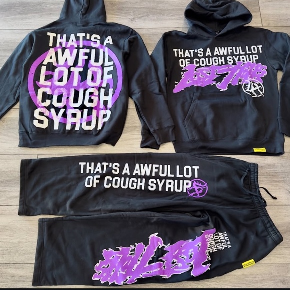Awful Lot Of Cough Syrup Hoodie & Sweatpants | ALOCS x Lost Hills Large - Picture 1 of 14